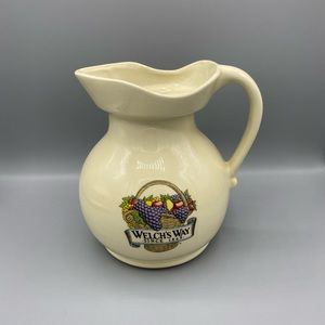 McCoy Welchs Ceramic Pitcher 7554 Vintage USA Fruit Basket Grapes Welchs Way